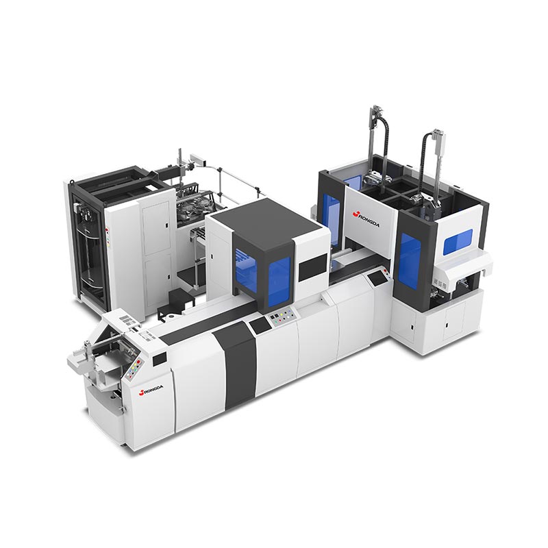 Αυτόματη μηχανή κατασκευής άκαμπτων κιβωτίων διπλού σταθμού